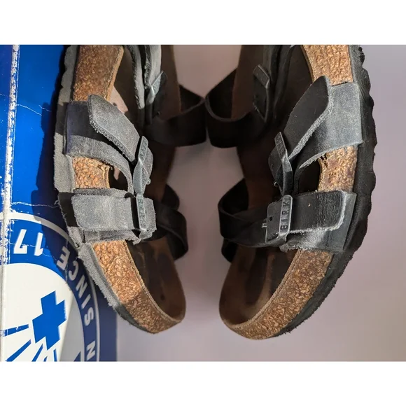 Birkenstock Franca Black Oiled Leather 37 / 6-6.5 Regular Wide Width sandals - Picture 12 of 15